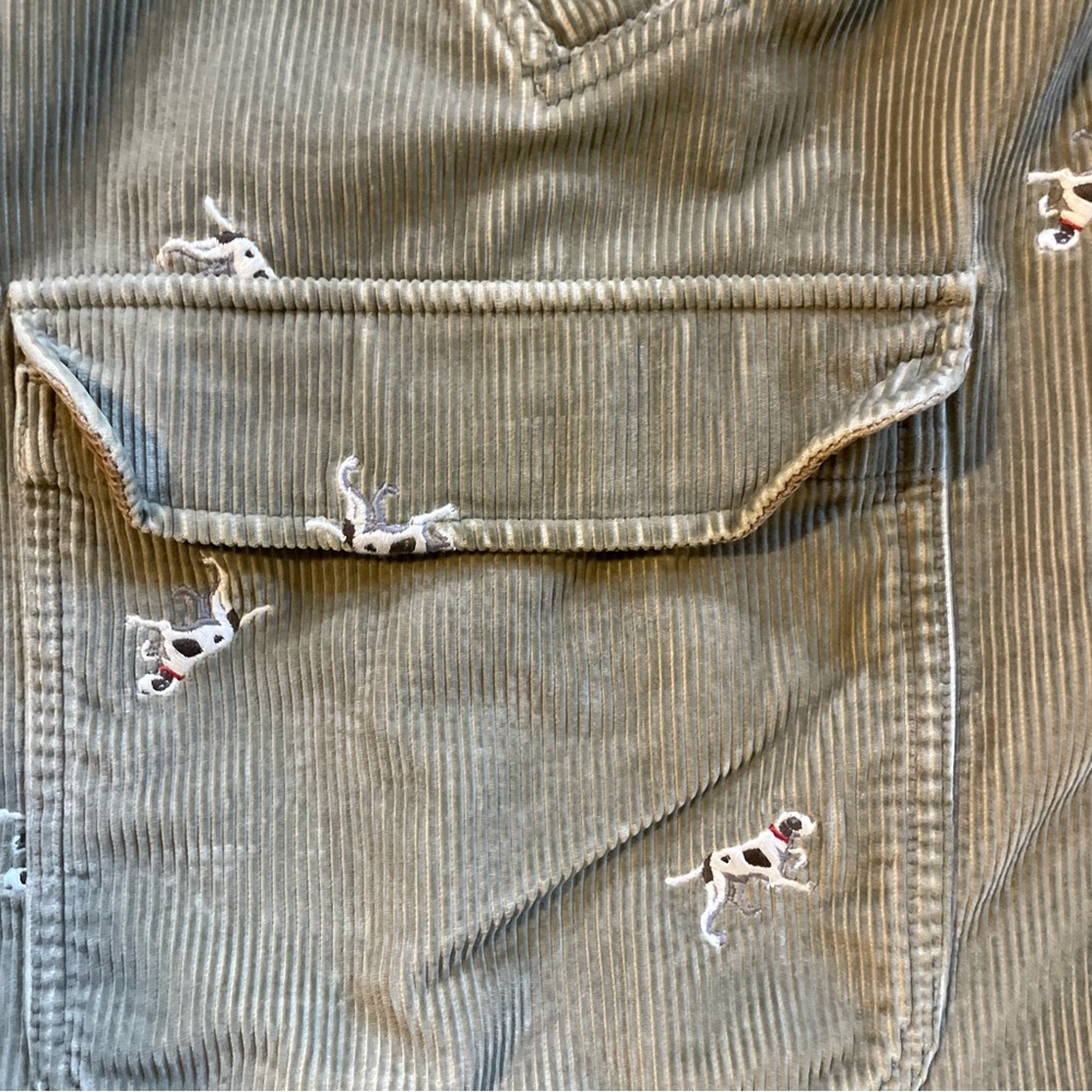 L.L. Bean Olive Utility Corduroy Jacket with Tan Collar - Picture 6 of 8